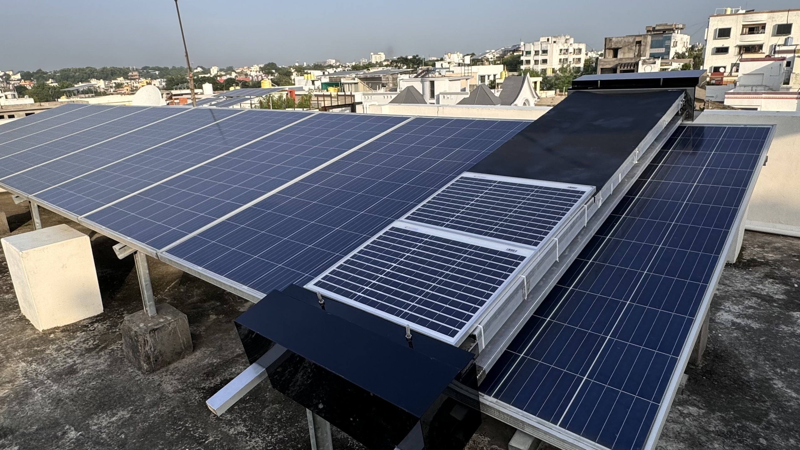 Linear Bot cleaning solar panels